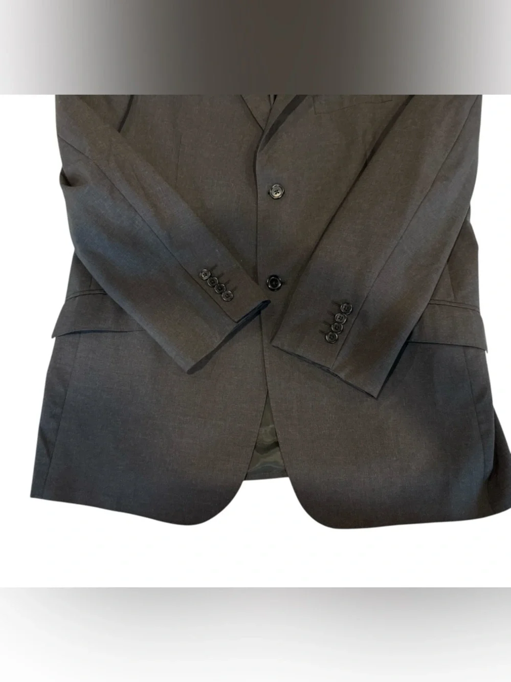 Halston Mens Blazer Solid Gray Wool Single Breasted Sport Coat Size 44R Italy